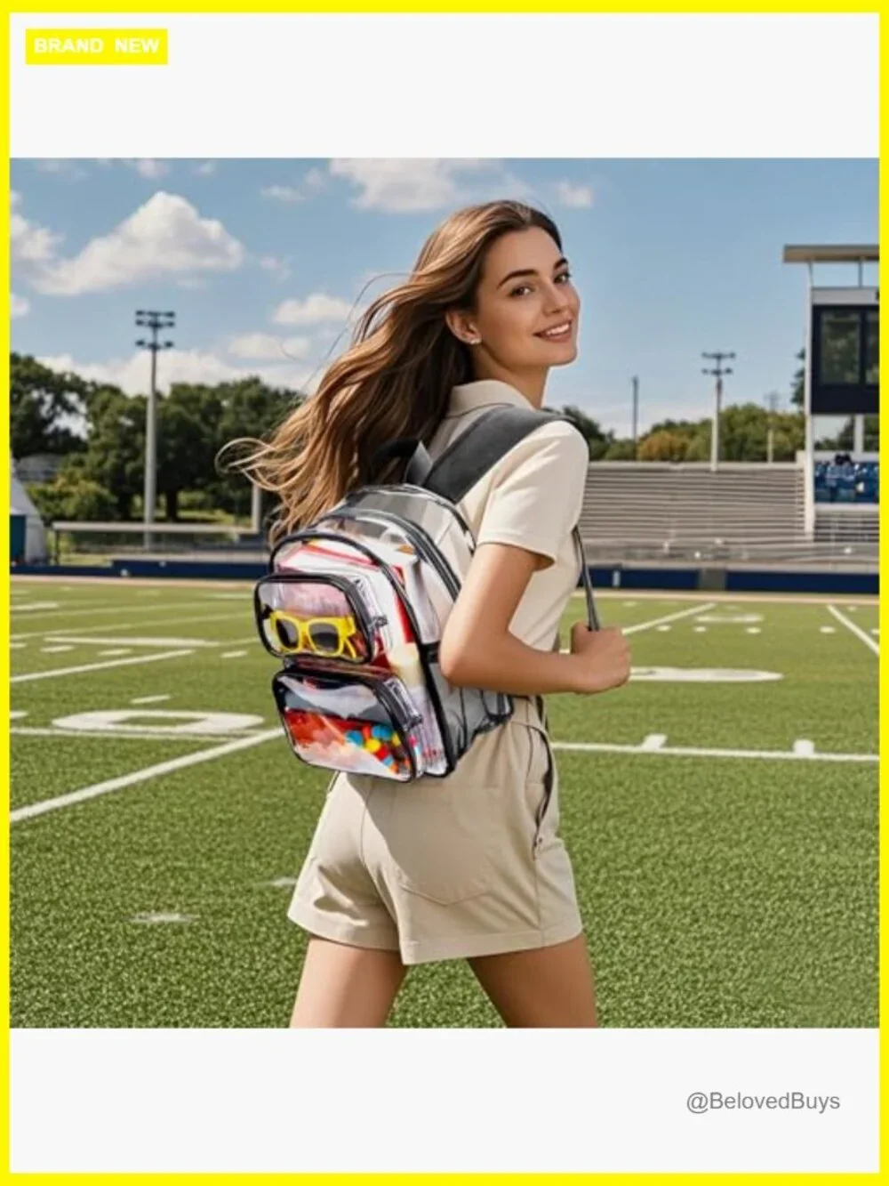 Clear Backpack Stadium Approved 12x10x6 with Padded Straps